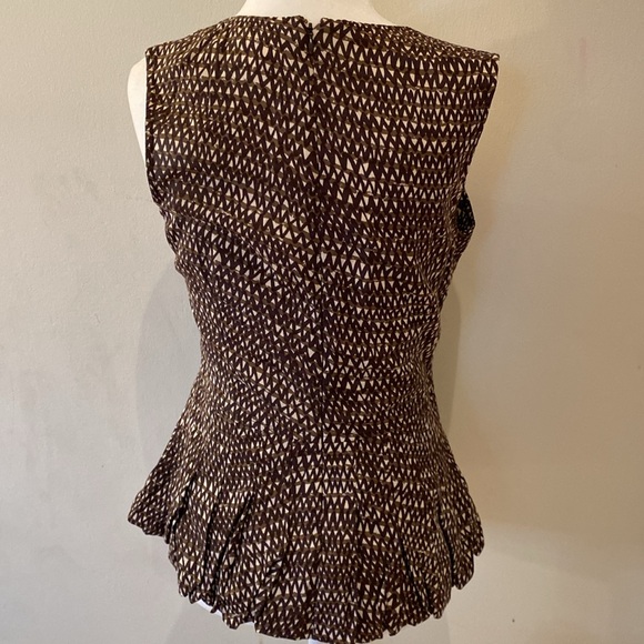 Tracy Reese structured peplum brown tan abstract silk blend bustier top S - Picture 12 of 13